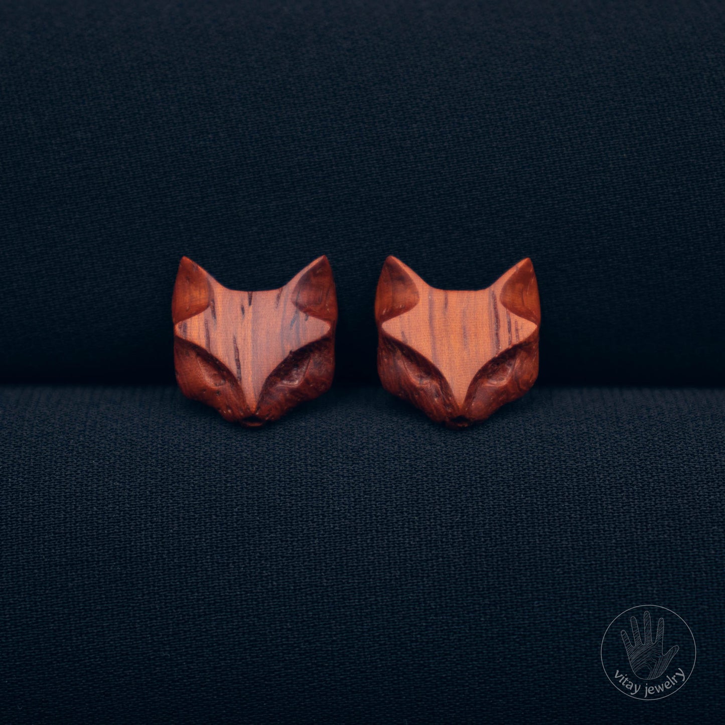 Cat Earrings Padauk Wood