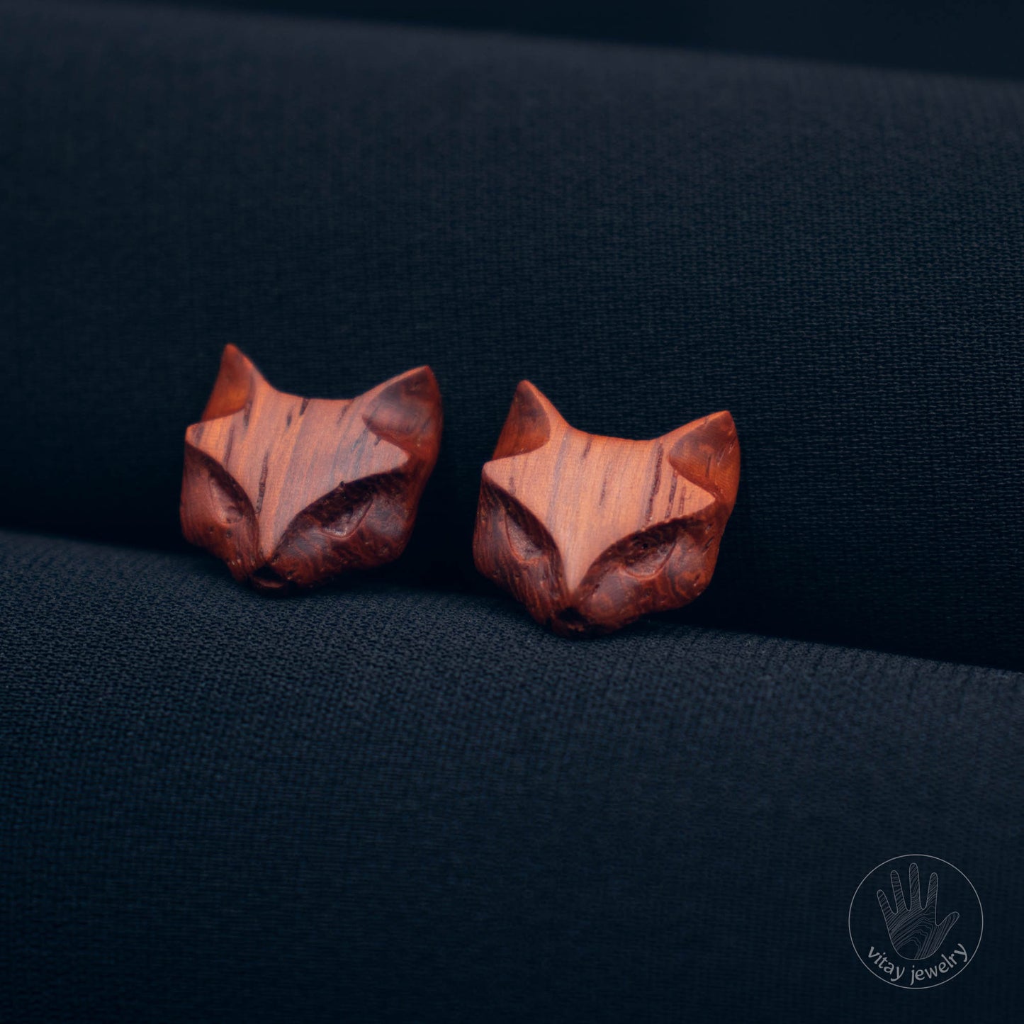 Cat Earrings Padauk Wood