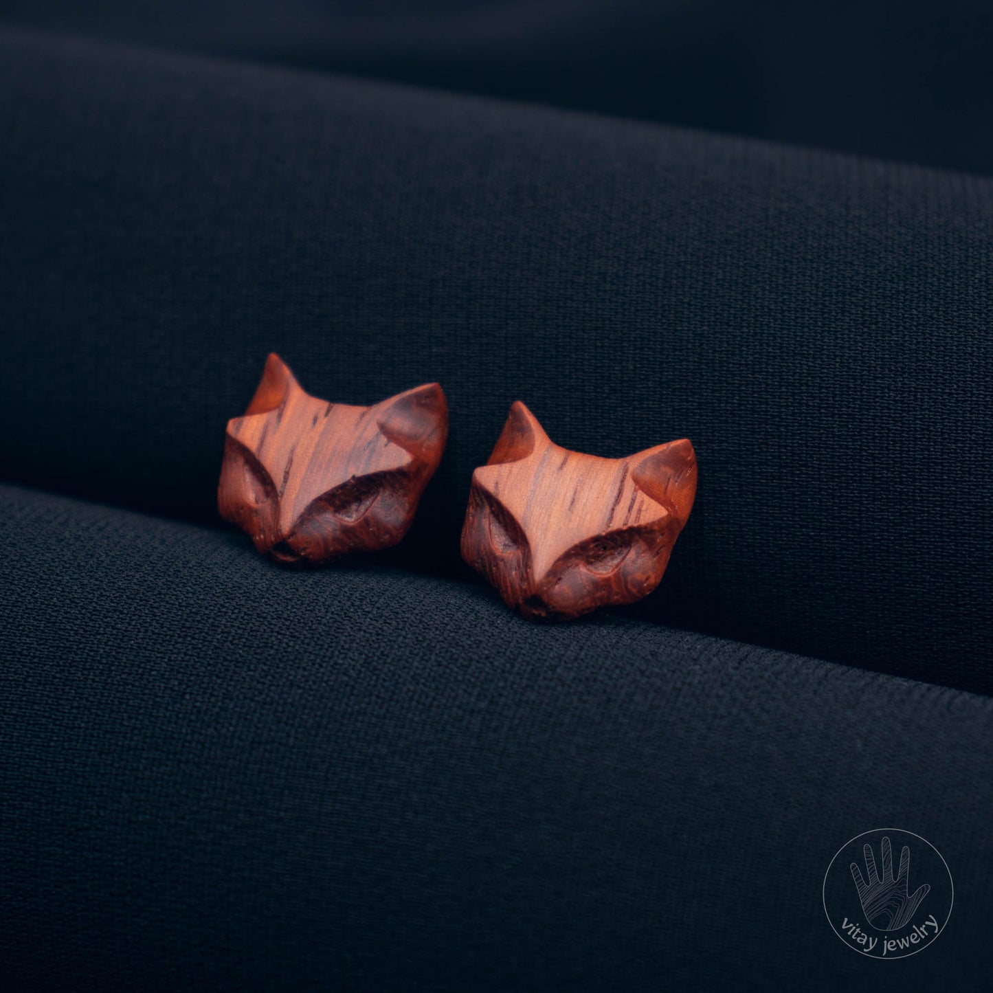 Cat Earrings Padauk Wood