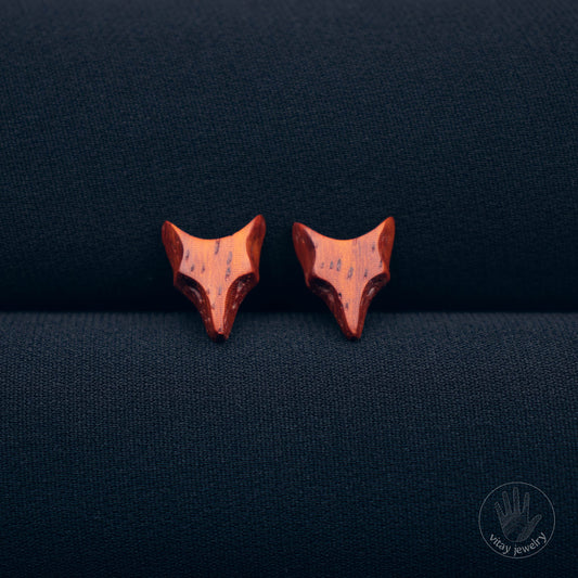 Fox Earrings Padauk Wood