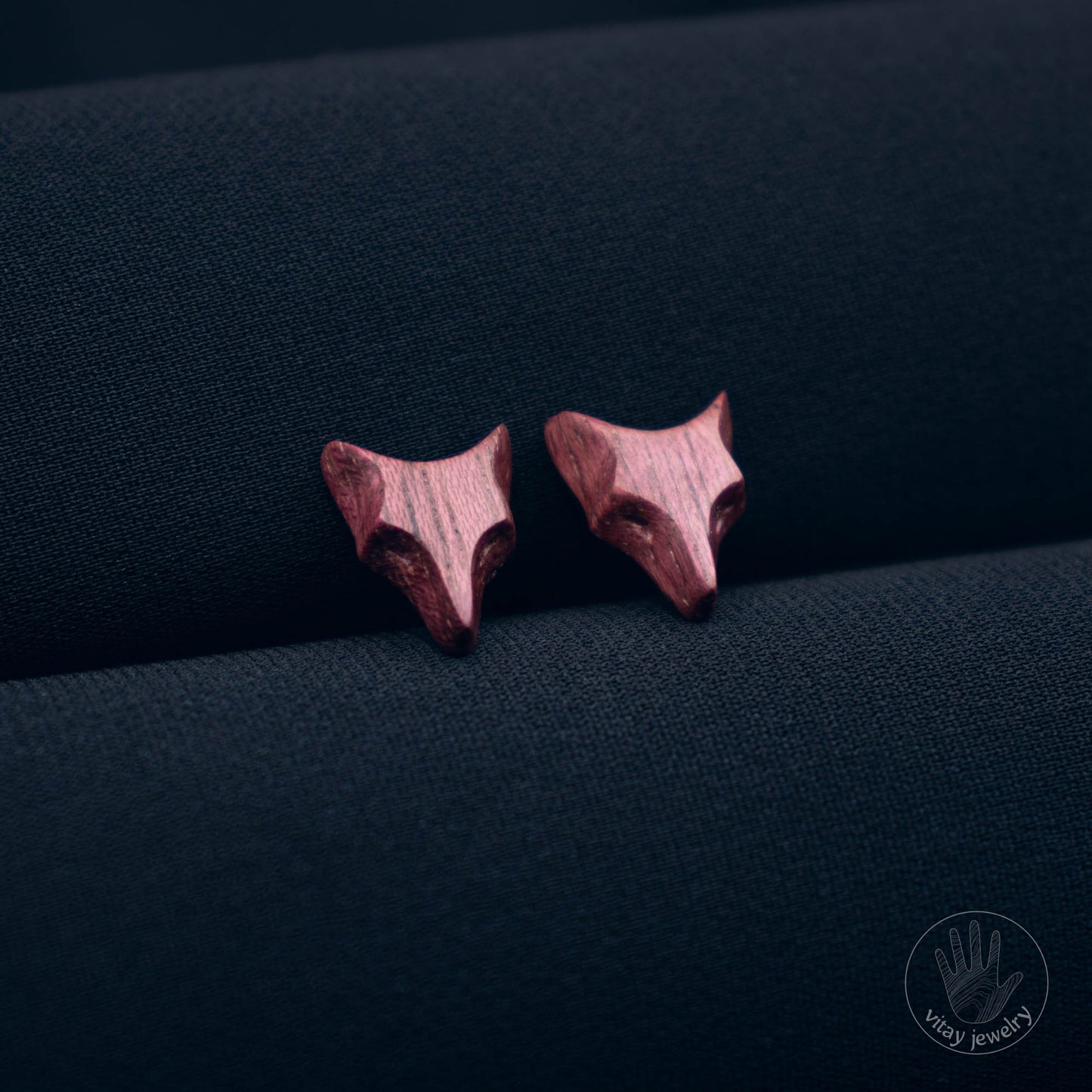 Fox Earrings Amaranth Wood