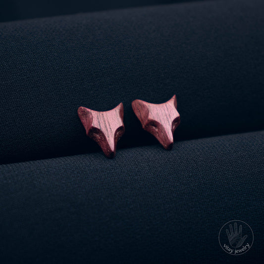 Fox Earrings Amaranth Wood