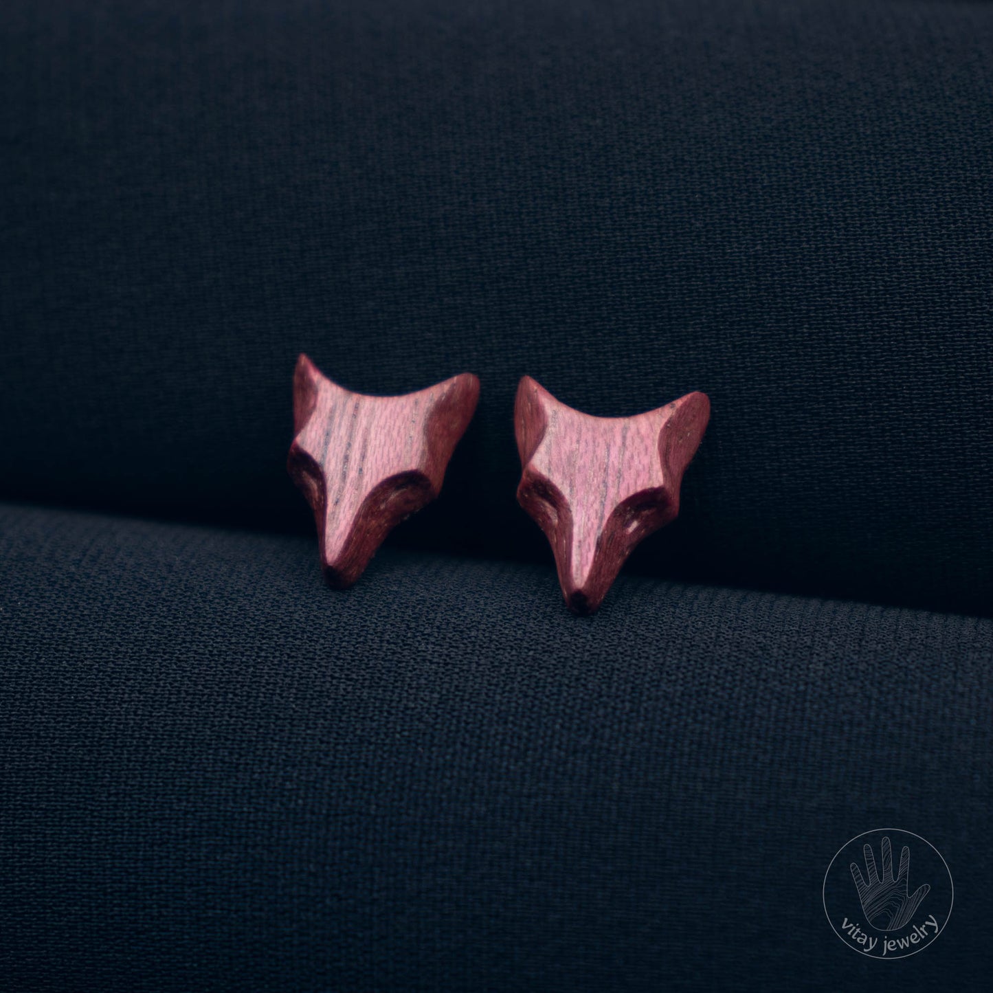 Fox Earrings Amaranth Wood