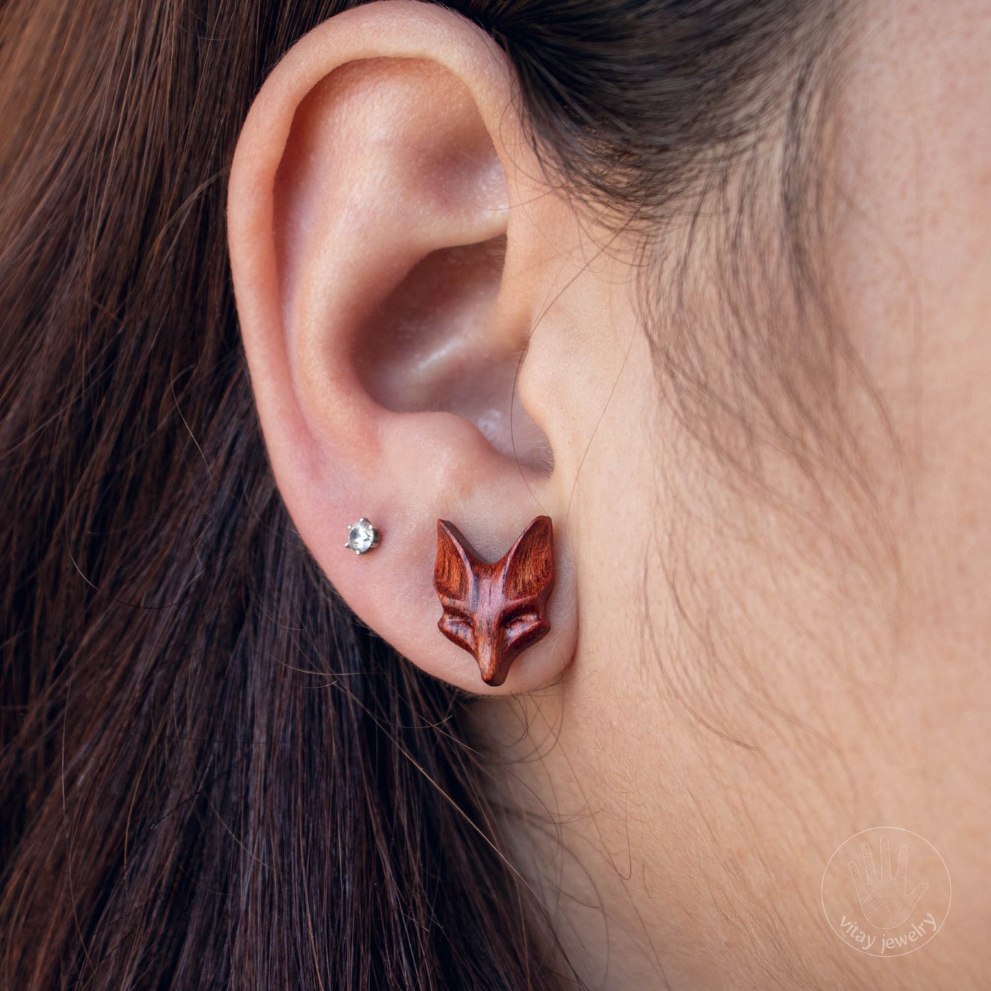 Fox Earrings Bloodwood