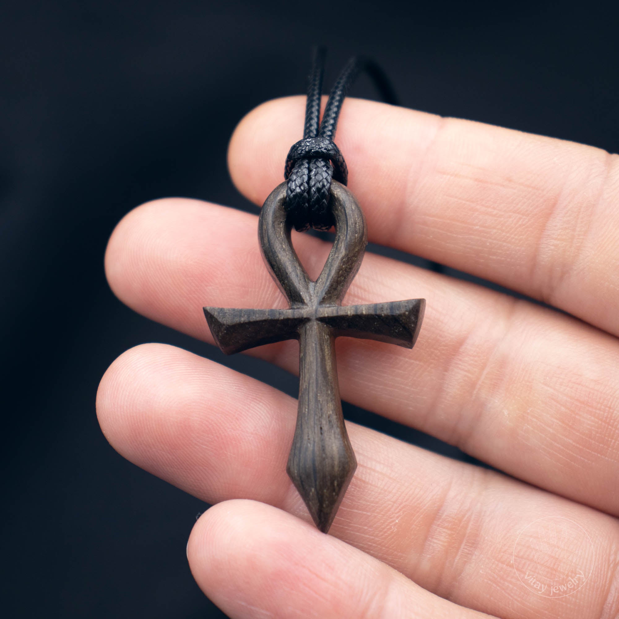 Extra large all black ankh wooden ankh natural wooden necklace – Royalnatty