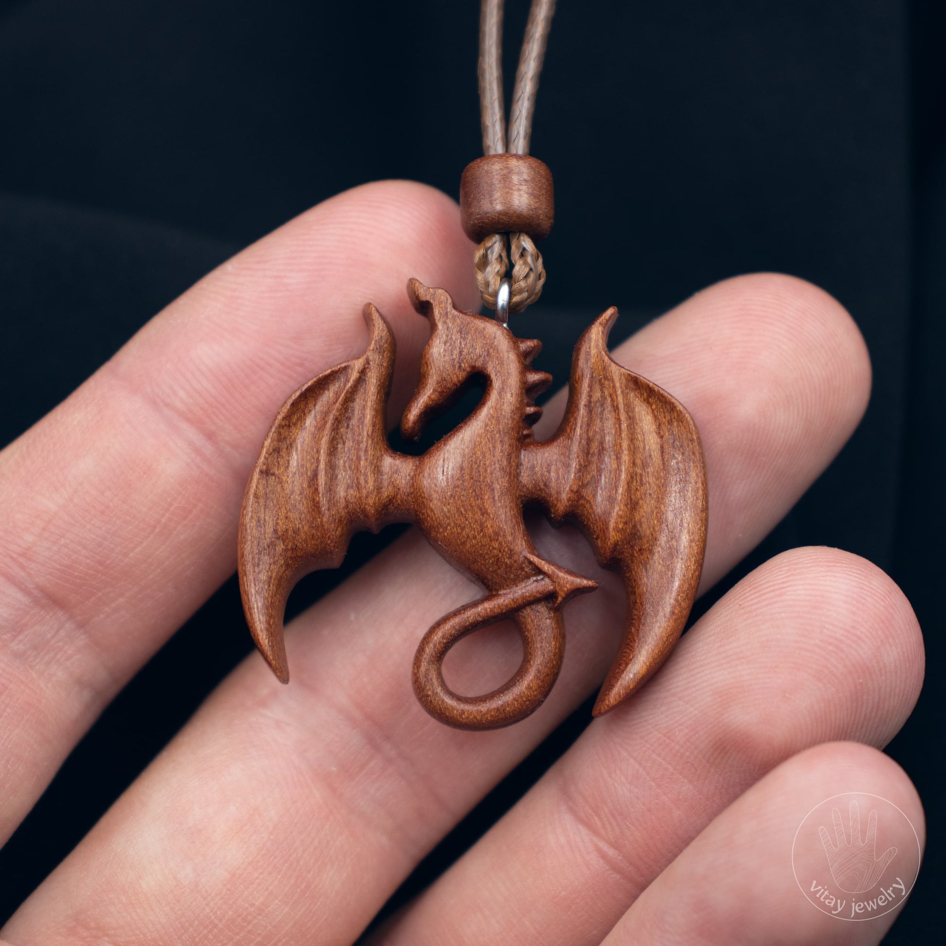 Dragon Wooden Necklace  Wooden pendant jewellery – Vitayjewelry